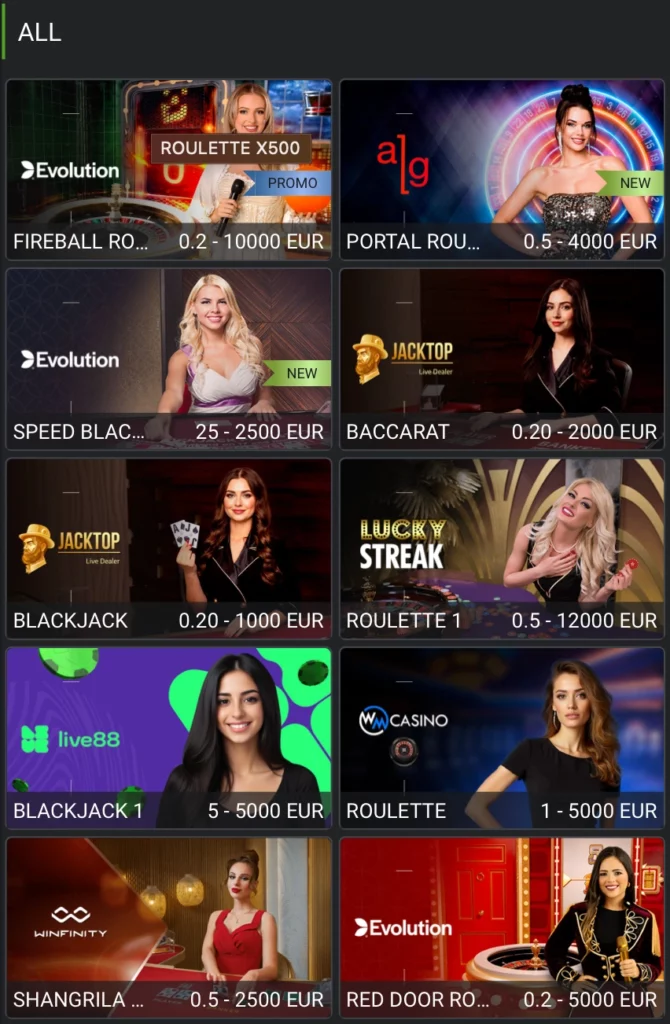 Live casinò BetLabel